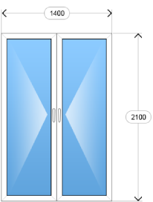 Балконная дверь двустворчатая штульповая 1400x2100