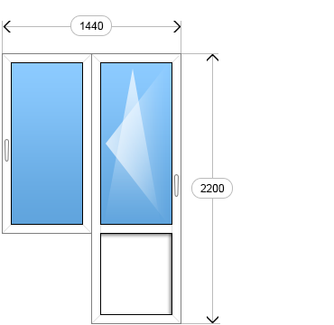 Балконный блок с одним окном 1440x2200