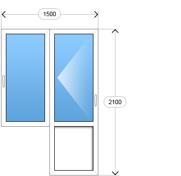 Балконный блок с одним окном 1500x2100